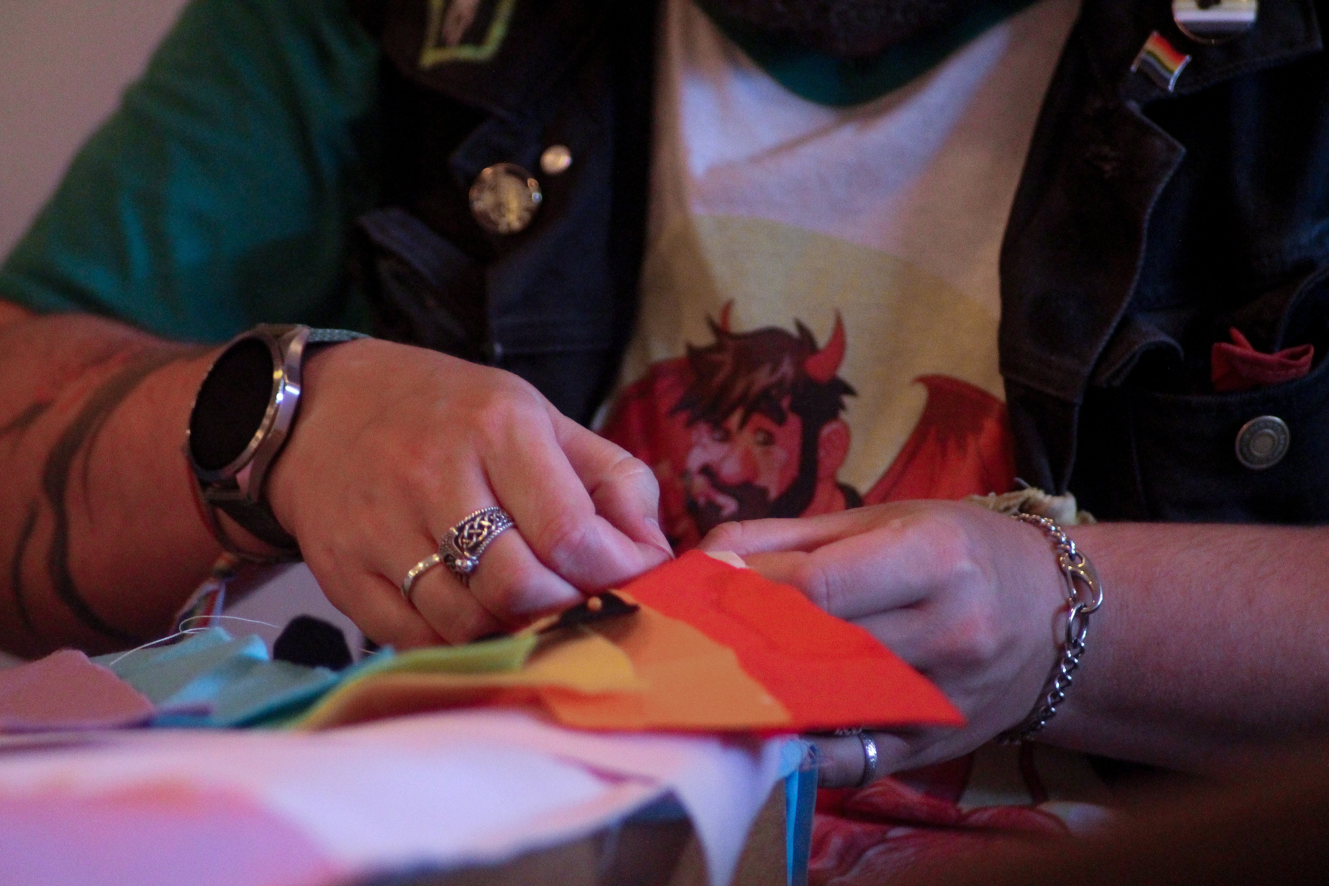 A community member taking part in a creative activity